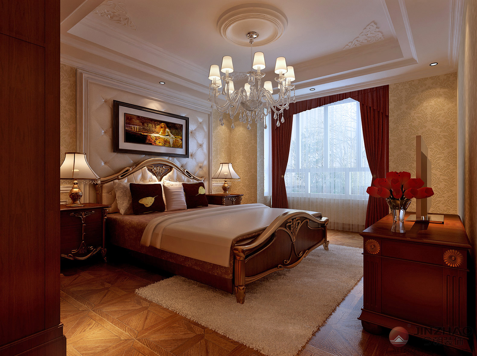 五居 欧式 卧室图片来自今朝装饰小阳在190平 欧式彰显优雅品味的分享