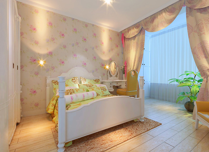 欧式田园 新明胡同 新明家园 一居室翻新 实创装饰 卧室图片来自xushuguang1983在58平米美感和实用兼顾的一居室的分享