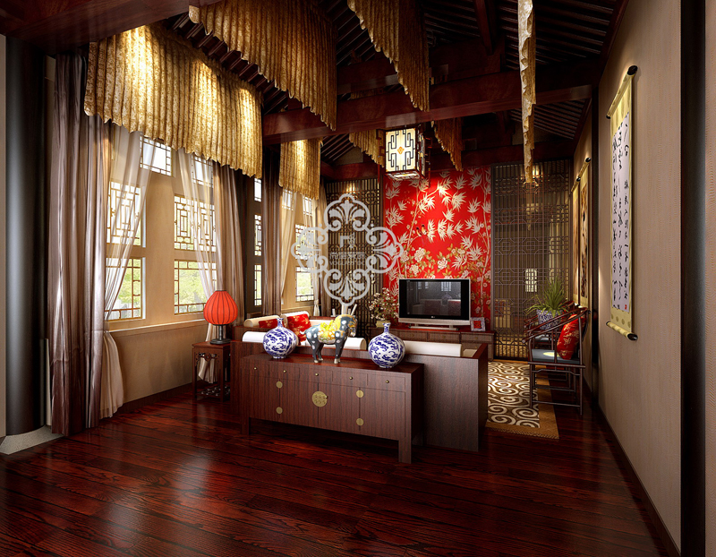 中式风格 别墅装修 尚层装饰 别墅设计 卧室图片来自天津别墅装修公司在大气、奢华中式古典风的分享