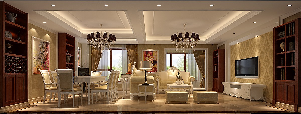 欧式 四居 白领 80后 小资 温馨 舒适 客厅图片来自高度国际装饰刘玉在中铁花语城----舒适空间的分享
