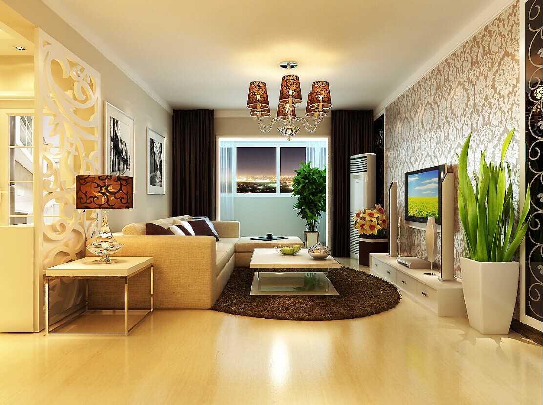 客厅图片来自大业美家装饰在紫荆苑97平-简约两居装修设计的分享