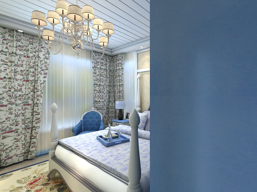 地中海风格 四居 新房装修 80后 小资 卧室图片来自今朝装饰小魏在金色满香林地中海风格的分享