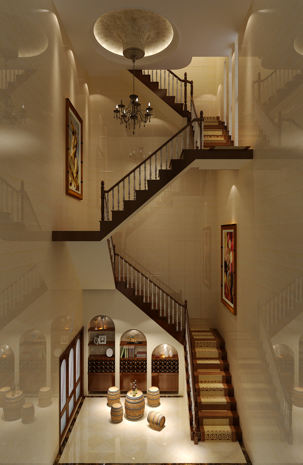 中式 别墅 中西结合 文化底蕴 小资 楼梯图片来自高度国际装饰刘玉在旭辉御府----内蕴的分享