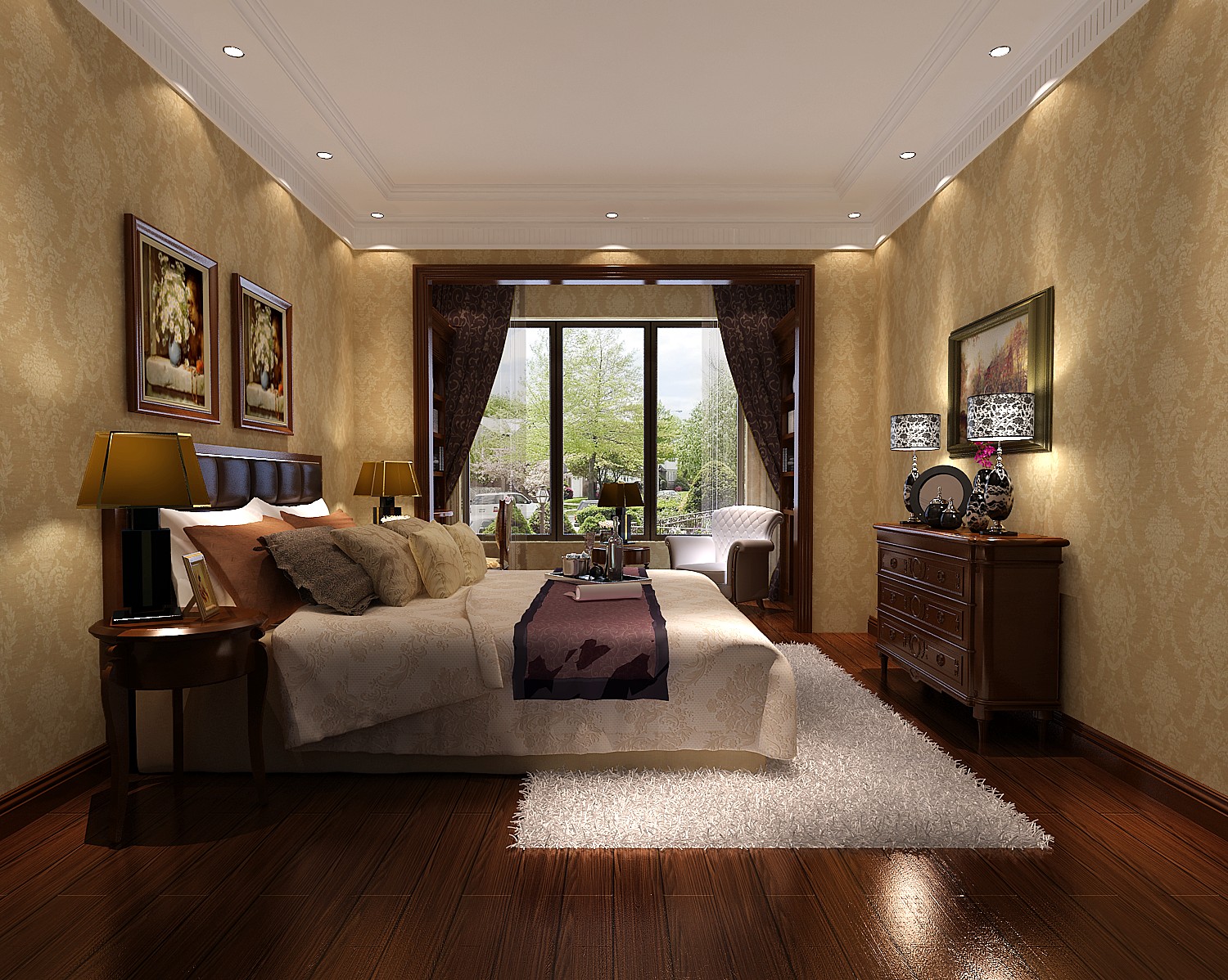 欧式 别墅 小资 温馨 卧室图片来自高度国际装饰刘玉在西山一号院----浓郁的芬芳的分享