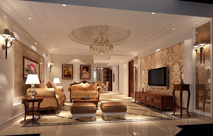 简约 欧式 四居 客厅图片来自高度国际设计装饰在金隅翡丽180㎡四居室简欧风格的分享