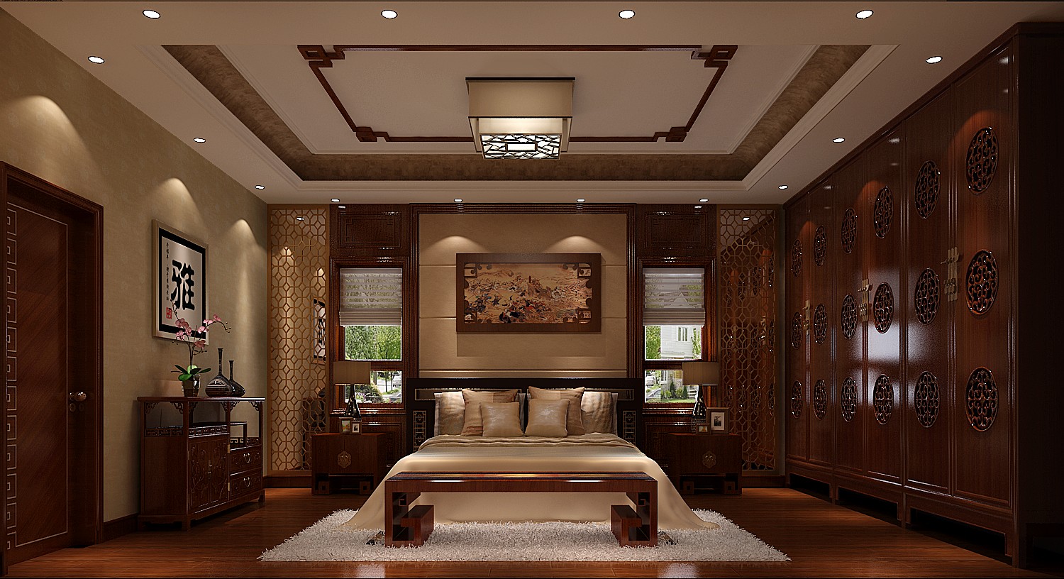 中式别墅 别墅 中式 高度国际 卧室图片来自凌军在石家庄中式典雅别墅的分享