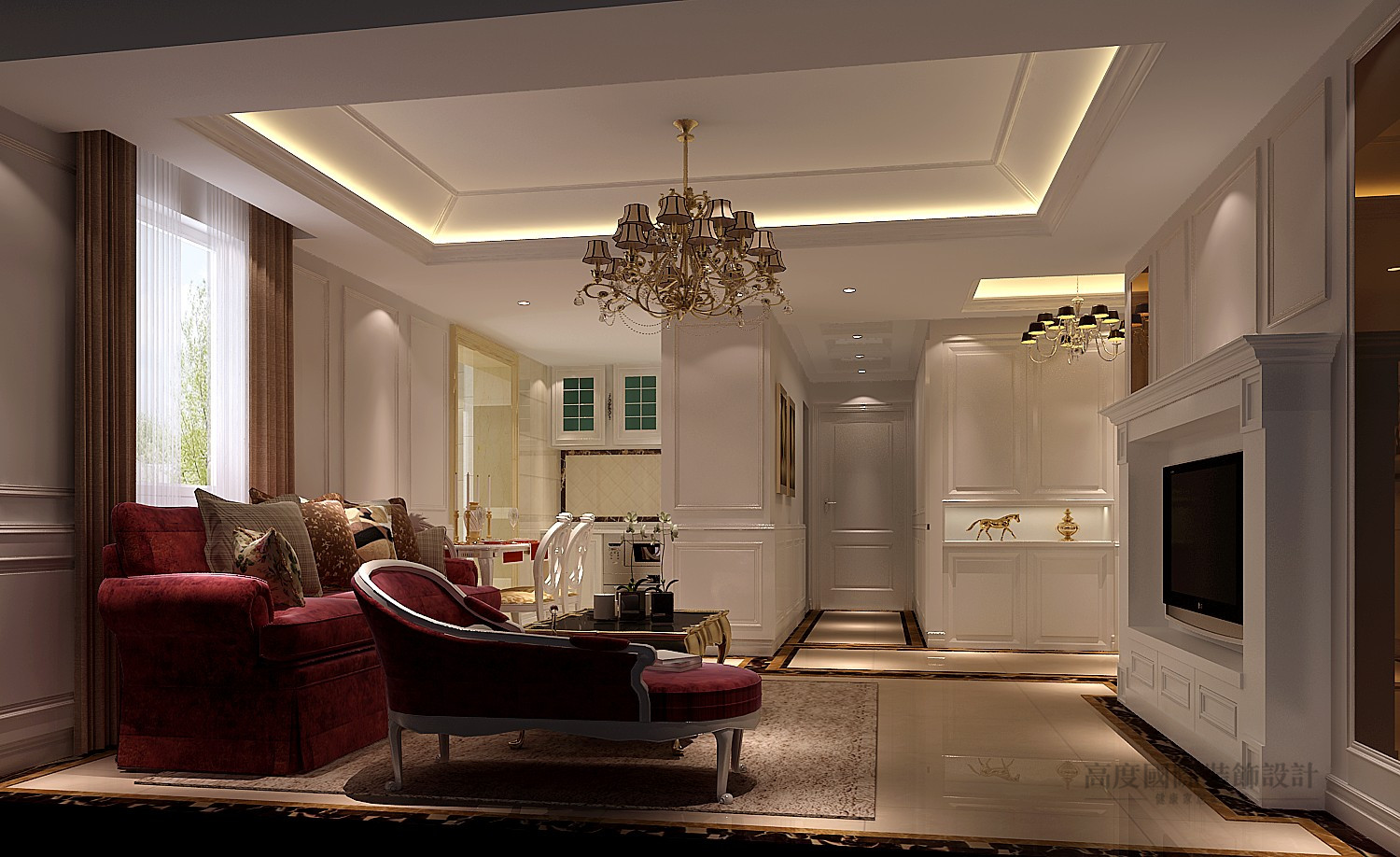 欧式 三居 客厅图片来自高度国际设计装饰在华侨城120㎡欧式风格设计案例的分享