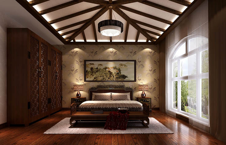 新中式 卧室图片来自高度国际在11万打造鲁能七号院新中式范的分享