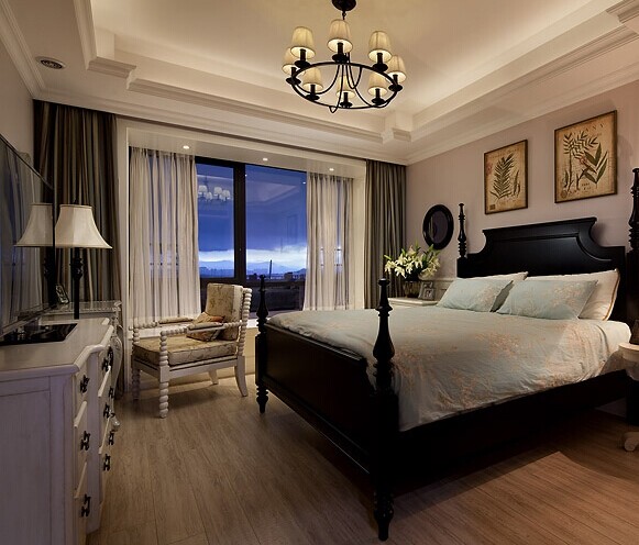 卧室图片来自河南超凡装饰在155平米美式田园风情舒适自然的分享