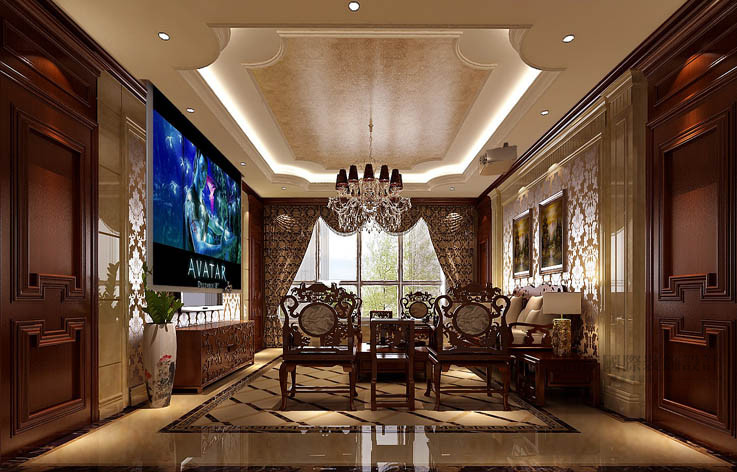 欧式 中式 客厅图片来自高度国际设计装饰在西山壹号院208㎡中西结合风格的分享