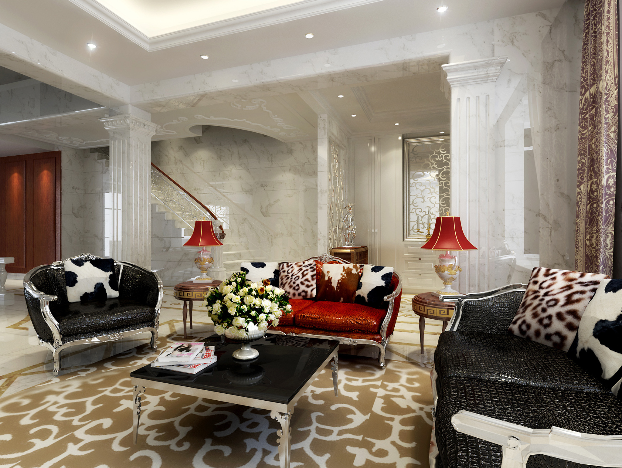 客厅图片来自北京元洲最好装修设计在浪漫复古新奢华的分享