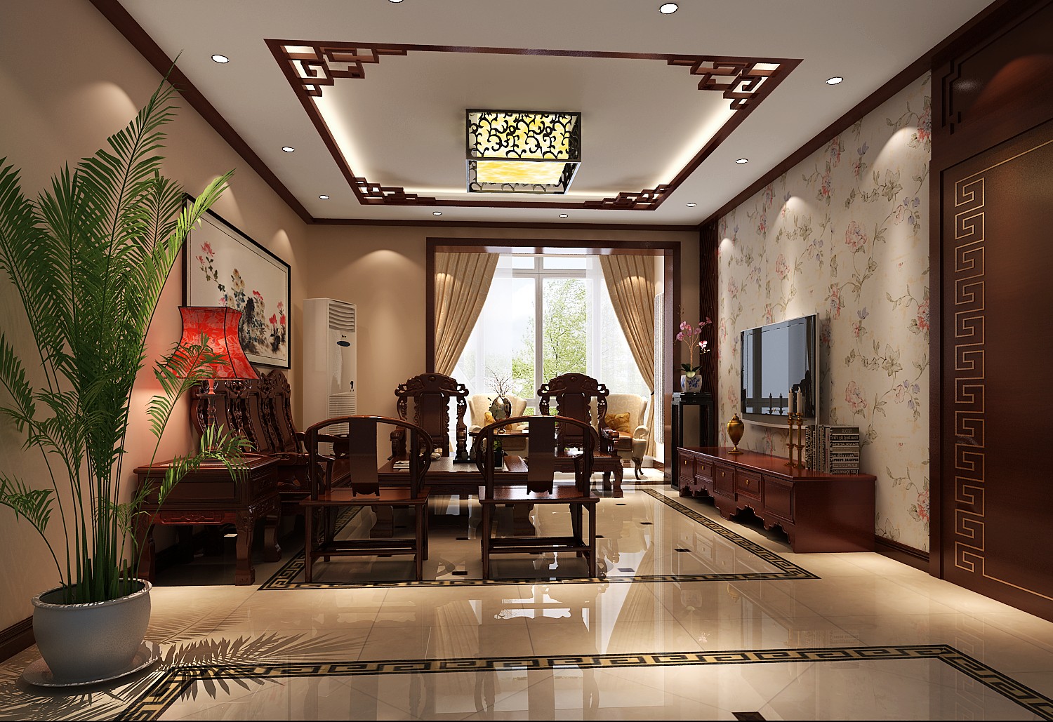 新中式 三居 小资 装修 高度国际 客厅图片来自高度国际装饰刘玉在四合上院----的分享