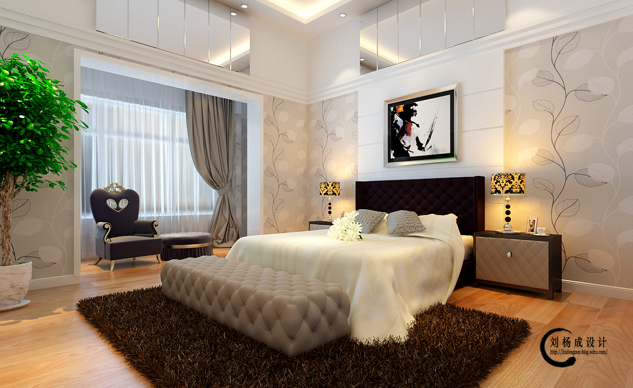 卧室图片来自交换空间刘杨成室内设计师在彰显中年夫妇装360平混搭设计的分享