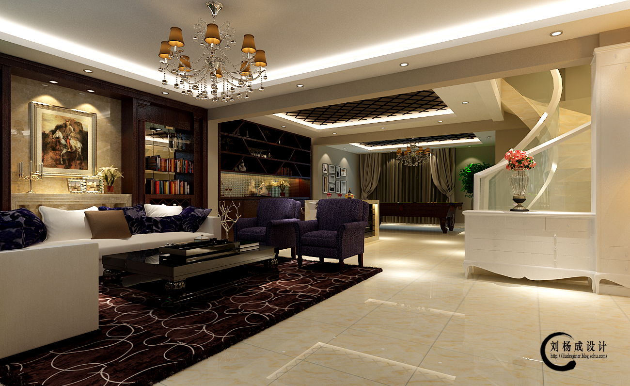 客厅图片来自交换空间刘杨成室内设计师在彰显中年夫妇装360平混搭设计的分享