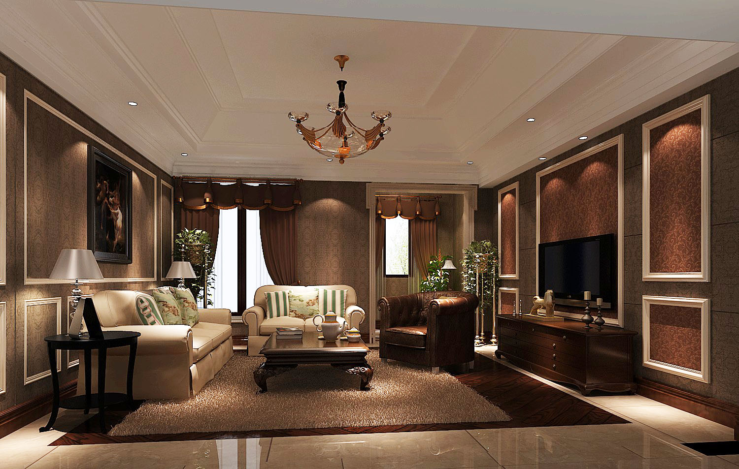 简约 托斯卡纳 高度国际 别墅 白领 80后 时尚 现代 温馨 客厅图片来自北京高度国际装饰设计在15万打造浪漫托斯卡纳300平别墅的分享
