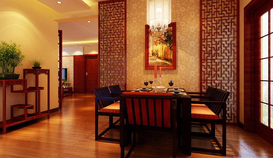 中式 三居 白领 收纳 80后 小资 餐厅图片来自实创装饰百灵在庄重与优雅的双重气质装修3居室的分享