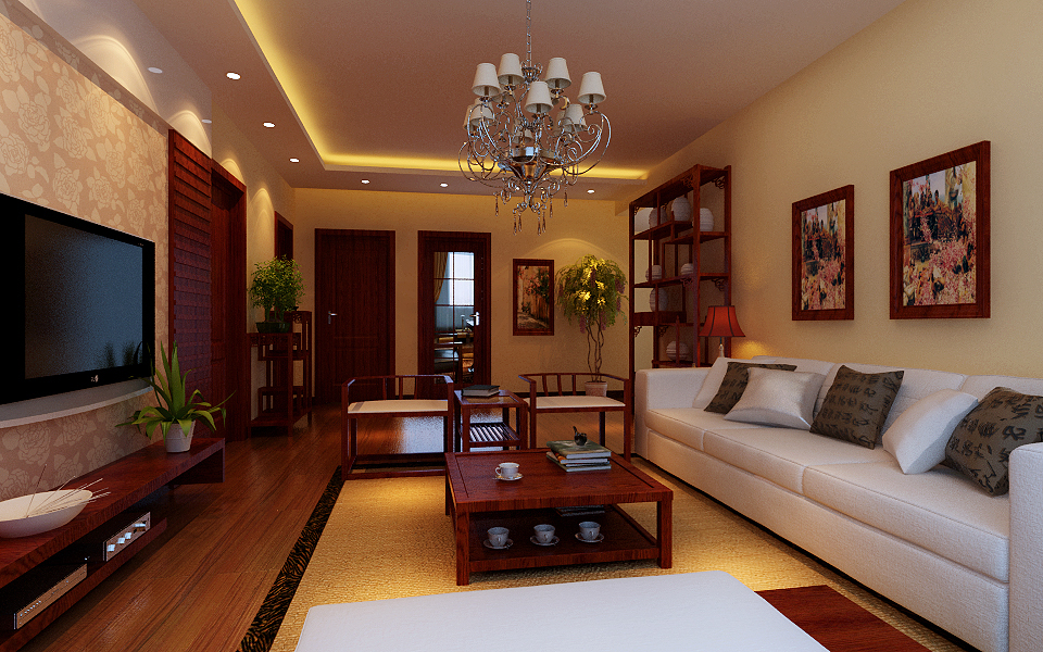 中式 三居 白领 收纳 80后 小资 客厅图片来自实创装饰百灵在庄重与优雅的双重气质装修3居室的分享