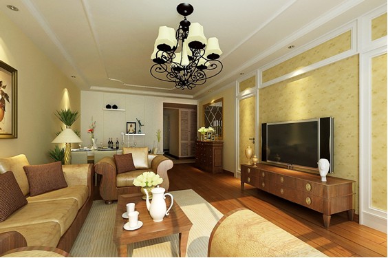 简约 欧式 三居 收纳 旧房改造 客厅图片来自武汉实创装饰在幸福起航，温馨简欧三居设计的分享
