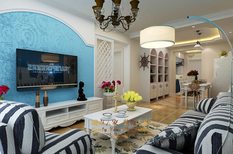 田园 二居 白领 80后 客厅图片来自西安城市人家装饰公司在80平米地中海风格装修的分享