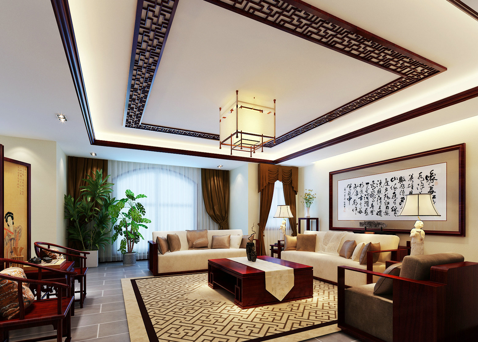 别墅 别墅设计 中式 客厅图片来自上海实创装饰工长在600平混搭风势不可挡啊！的分享