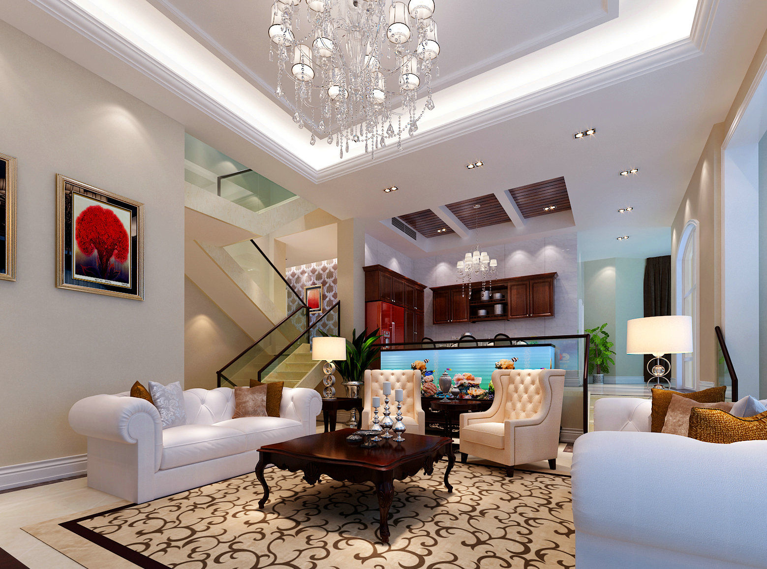 别墅 别墅设计 中式 客厅图片来自上海实创装饰工长在600平混搭风势不可挡啊！的分享