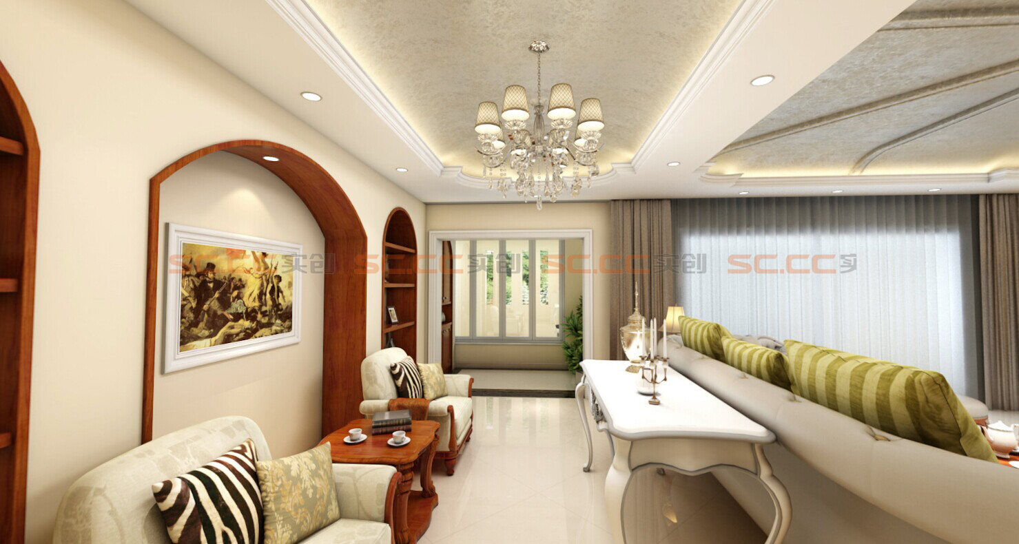 美式 三居 装修 3D 客厅图片来自南京实创装饰夏雨荷在美式大宅的分享