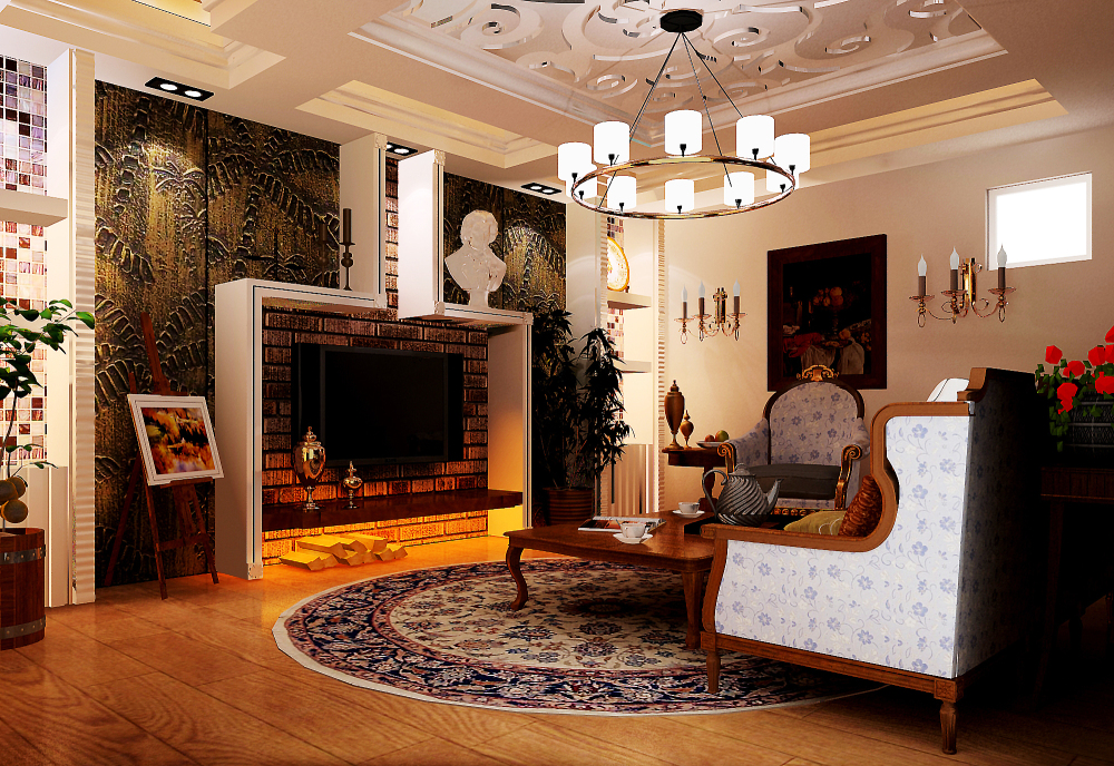 欧式 别墅 收纳 客厅图片来自天津宜家宜装饰在津南新城的分享