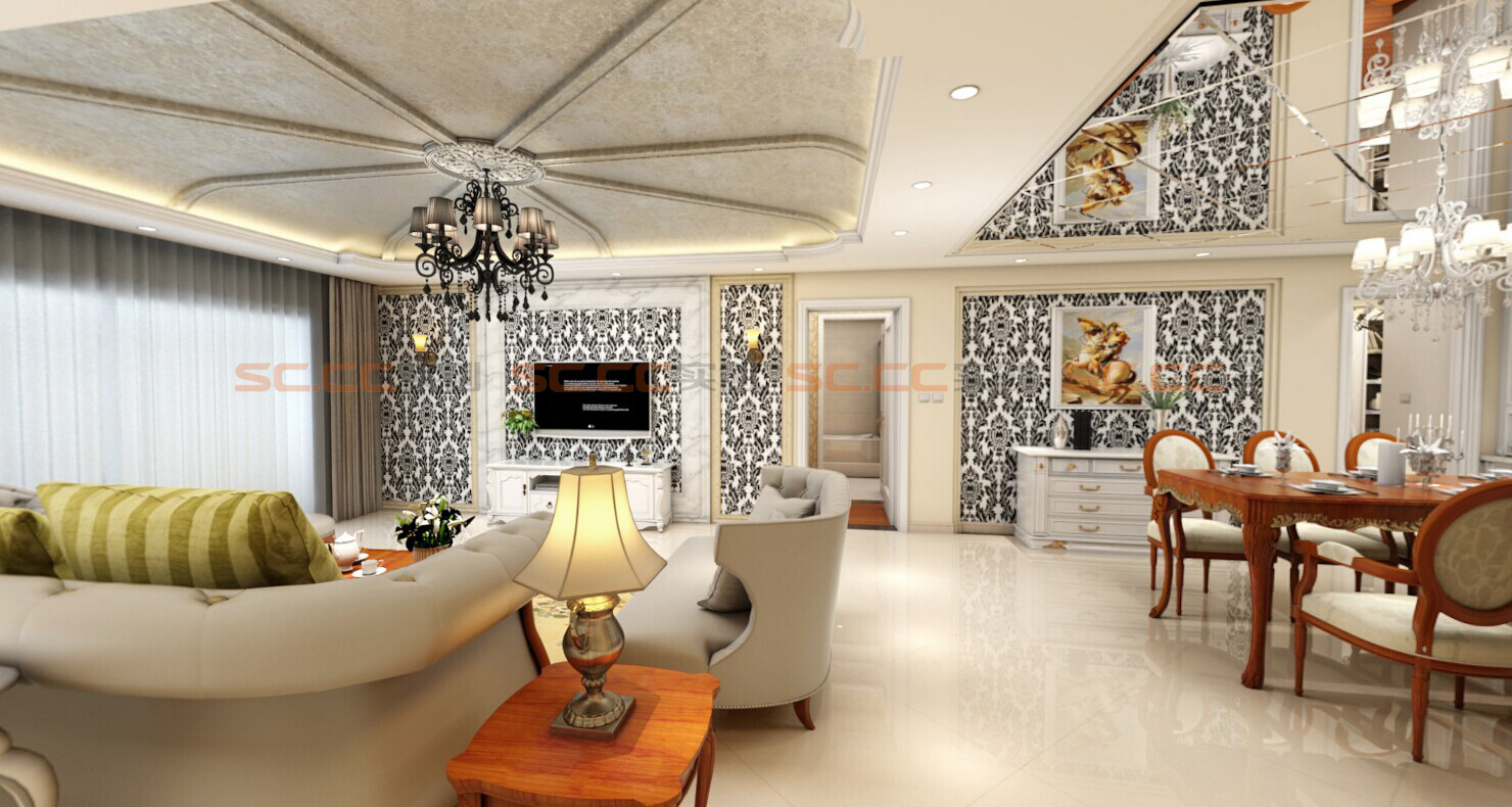 美式 三居 装修 3D 客厅图片来自南京实创装饰夏雨荷在美式大宅的分享