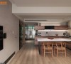 整体空间配色以低彩度的手法，让空间回归最原本的基调，再利用天然木质搭配不锈钢与镜面质材，勾勒一处自然温润之当代居宅。