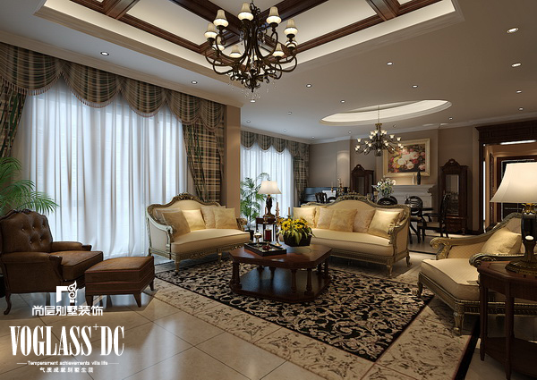 简欧 别墅 装修 客厅图片来自天津尚层装饰张倩在226平米简欧风格首创国际半岛的分享