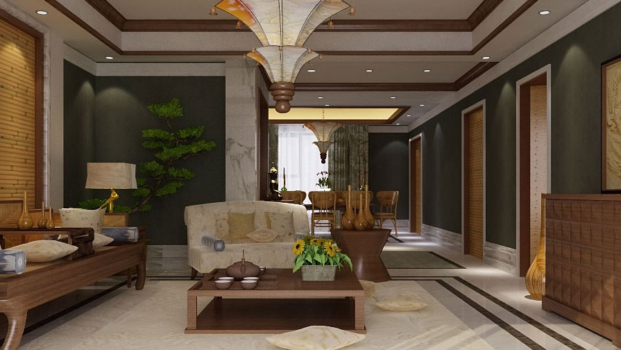 中信城 三居室 中式及泰式 混搭风格 高度国际 装饰设计 客厅图片来自高度国际装饰宋增会在150㎡三居室中式及泰式混搭风格的分享
