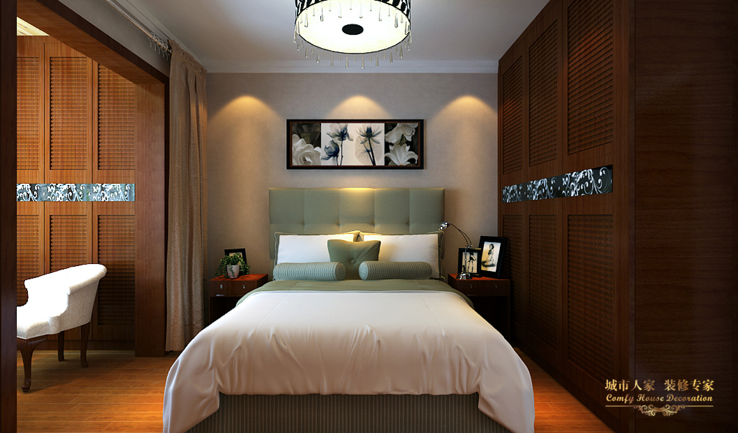 中式 城市人家 三居 设计案例 效果图 卧室图片来自太原城市人家装饰在康馨苑—159平米中式风格的简约的分享