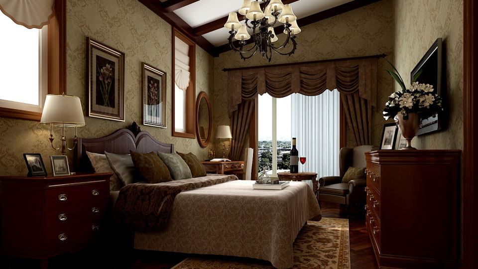 温泉小镇 别墅 欧式风格 高度国际 装饰设计 卧室图片来自高度国际装饰宋增会在12万别墅220㎡欧式风格的分享