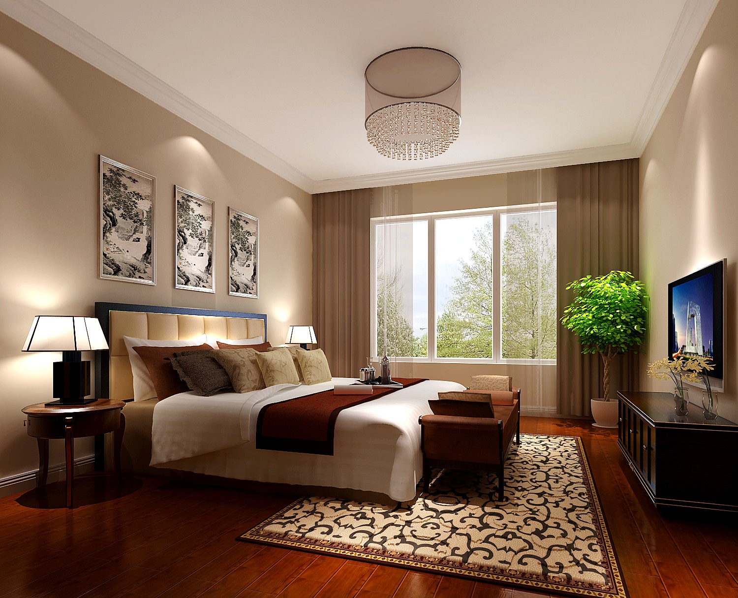 东湖湾 高度国际 新中式 三居 卧室图片来自凌军在东湖湾新中式古典美的分享