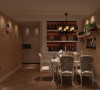 餐厅的空间讲究对称且划分简单合理，精致的酒柜。