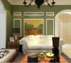 颜色选择淡绿色，配上白色的门与家具，干净、温馨，回归田园的感觉，