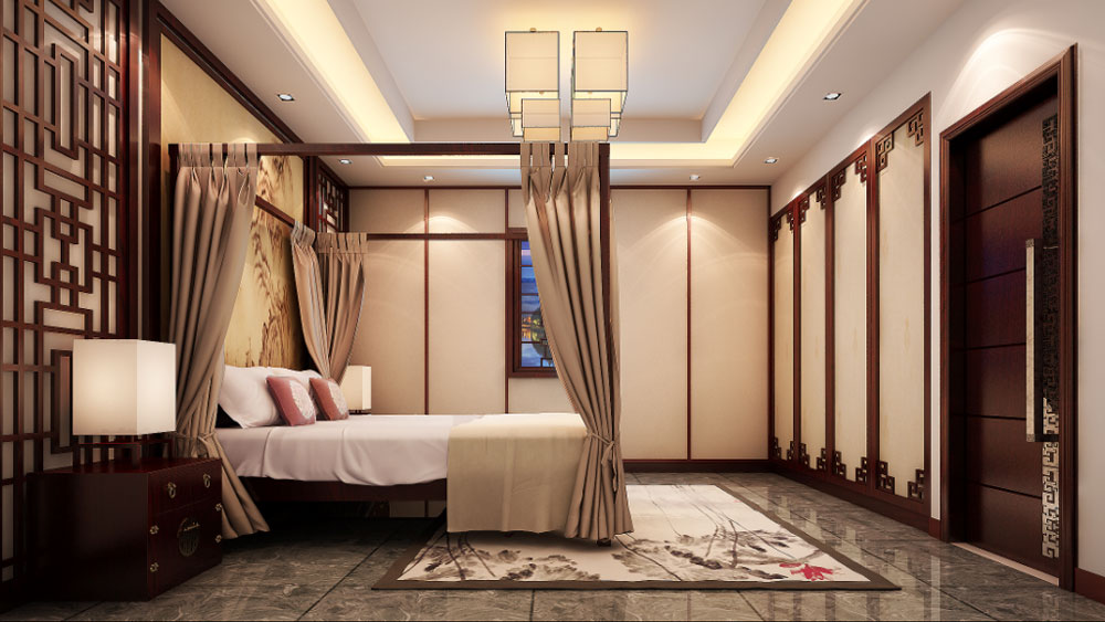 会所 新中式 北京设计 北京装修 卧室图片来自高度国际装饰韩冰在甜水园会所220㎡新中式效果的分享