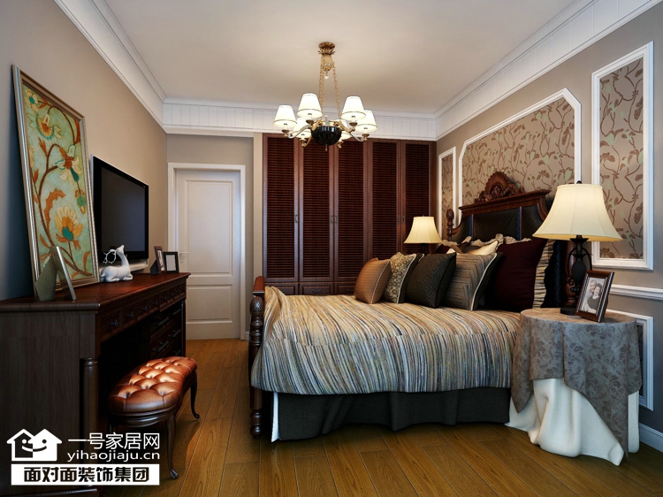 一号家居 美式生活 装修设计 卧室图片来自武汉一号家居在复地东湖国际打造美式家居生活的分享