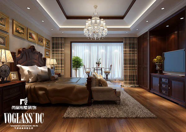 简欧 别墅 装修 卧室图片来自天津尚层装饰张倩在226平米简欧风格首创国际半岛的分享