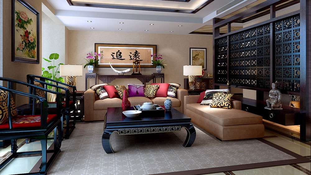 中信城 三居室 新中式风格 高度国际 装饰设计 高度希文 客厅图片来自高度国际装饰宋增会在7万三居室136㎡新中式风格的分享