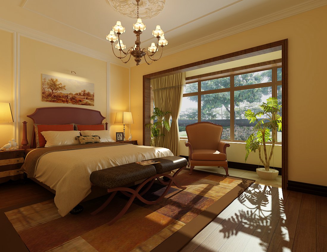 别墅 白领 尚层装饰 美式 卧室 卧室图片来自北京别墅装修案例在清新美式展现经典美学空间的分享
