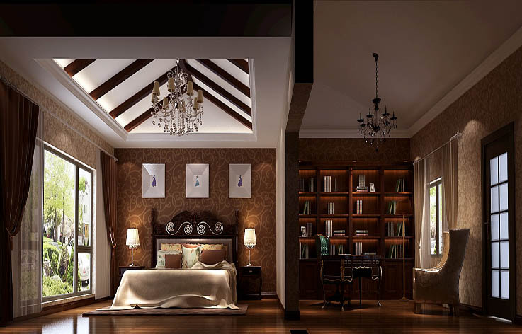 四居 别墅 80后 小资 卧室图片来自高度国际装饰舒博在孔雀城2.2期装修设计效果的分享