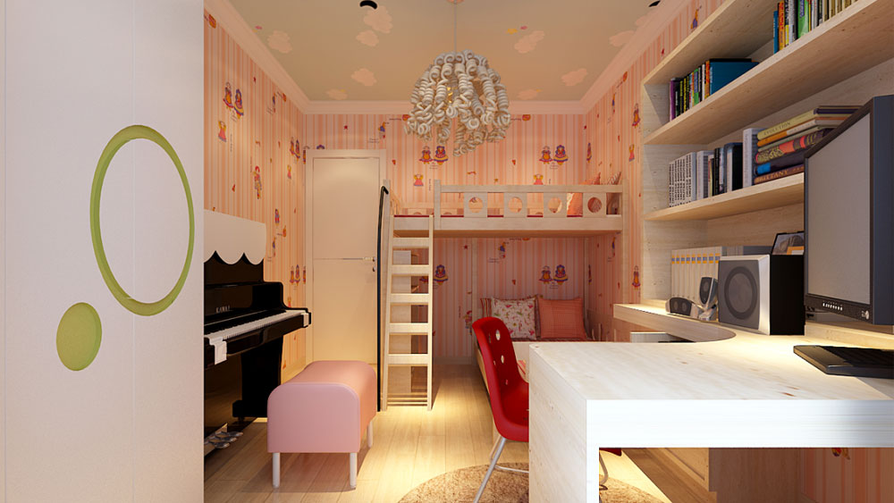 红木林 一居室 现代简约 高度国际 装饰设计 高度希文 儿童房图片来自高度国际装饰宋增会在4.5万一居室80㎡现代简约风格的分享