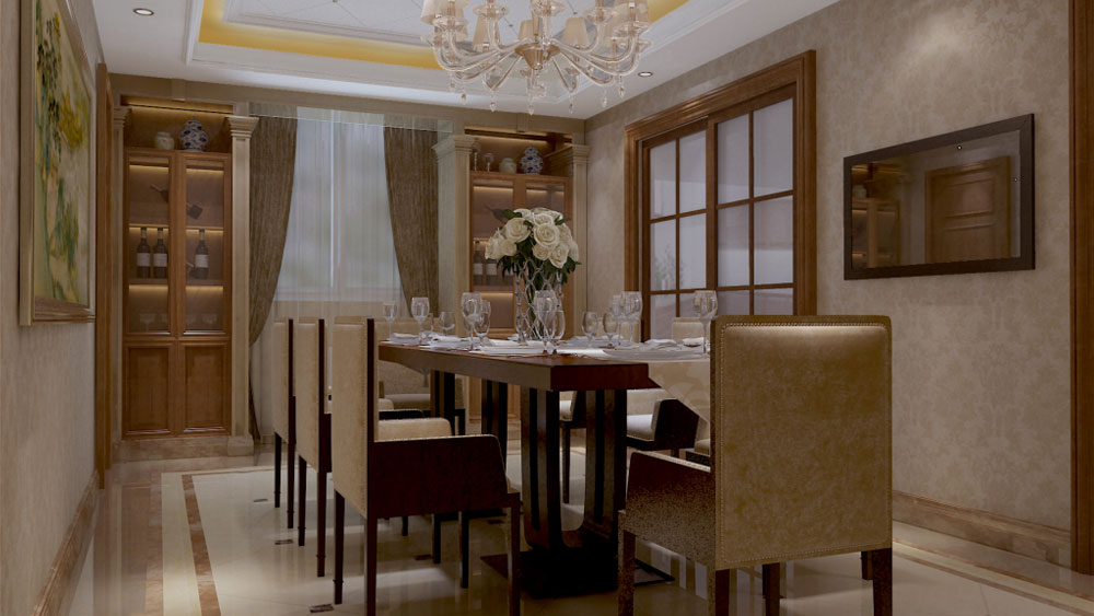 紫竹院小区 四居室 奢华欧式 高度国际 装饰设计 餐厅图片来自高度国际装饰宋增会在8万四居室150㎡奢华欧式风格的分享