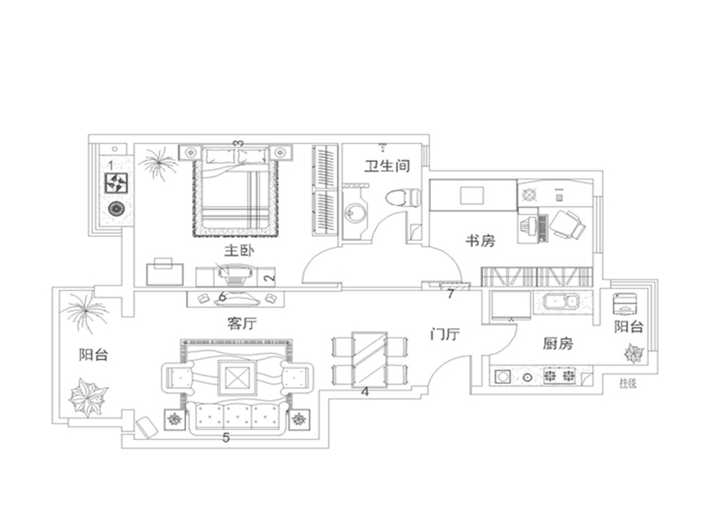欧式风格 两居室装修 装修效果图 卧室 客厅 户型图图片来自上海实创-装修设计效果图在14.5万成功白领简洁大气欧式之家的分享