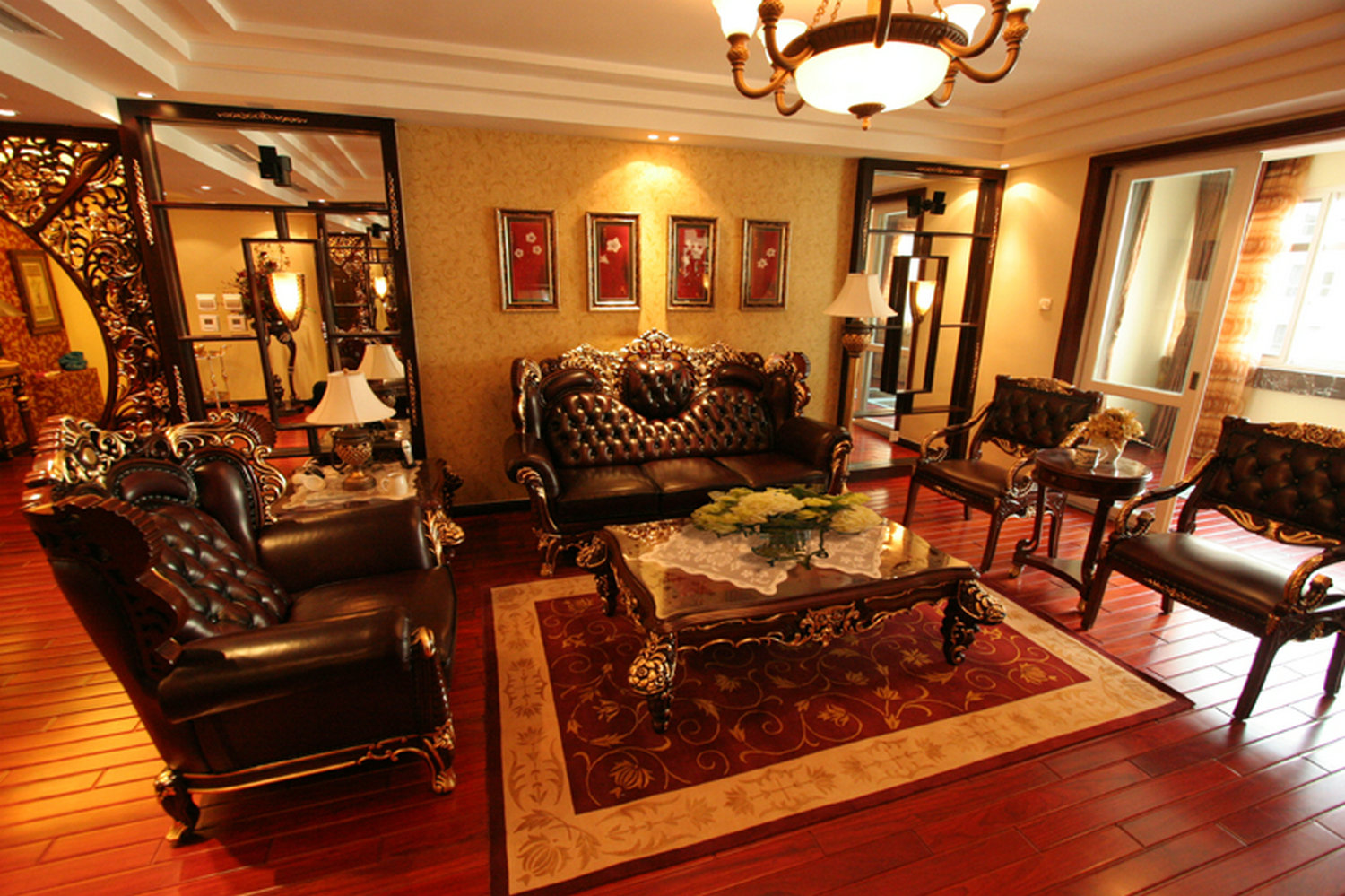 别墅 中式古典 别墅设计 客厅 客厅图片来自上海实创装饰工长在148平3房26万豪华简约中式设计的分享