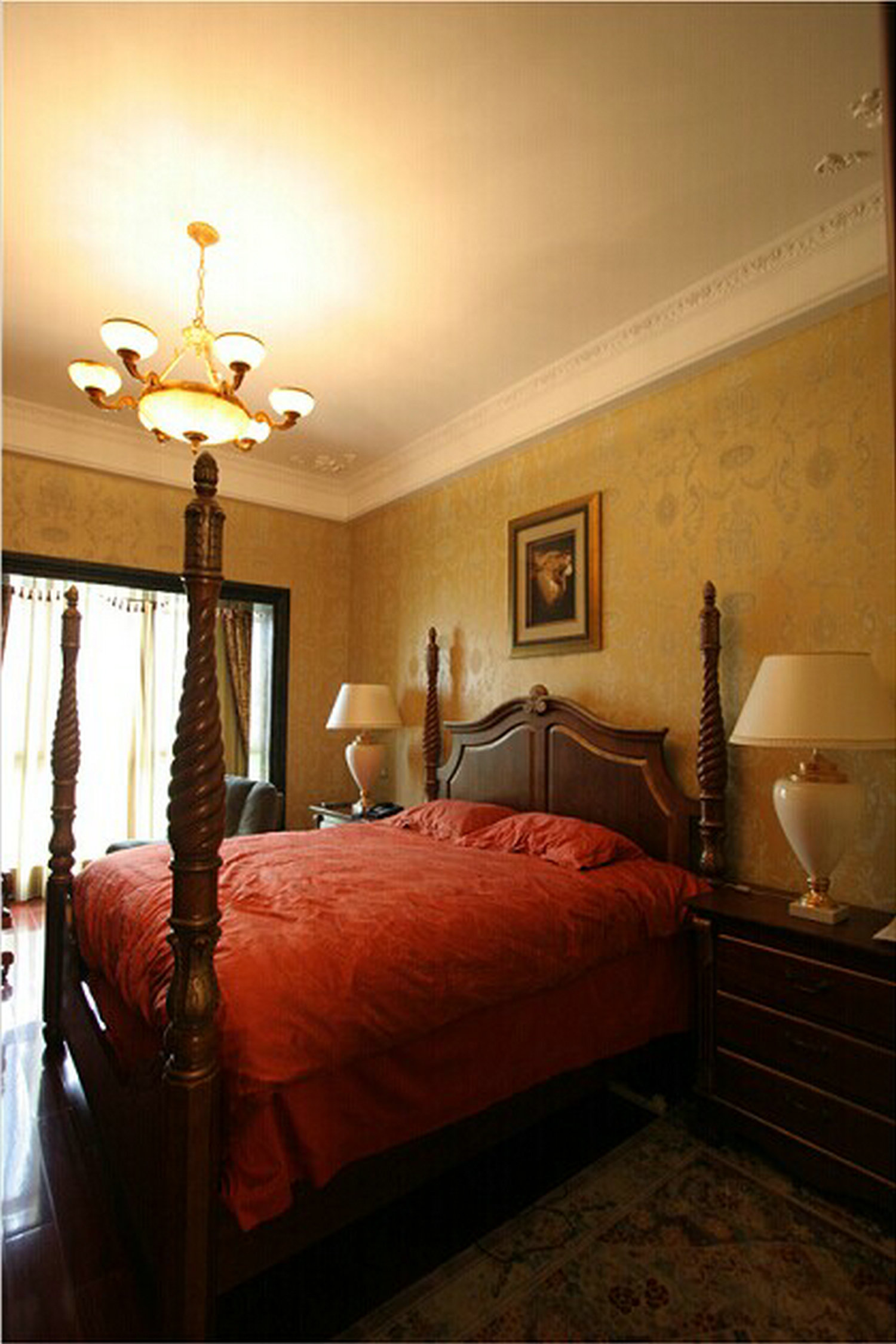 别墅 中式古典 别墅设计 客厅 卧室图片来自上海实创装饰工长在148平3房26万豪华简约中式设计的分享