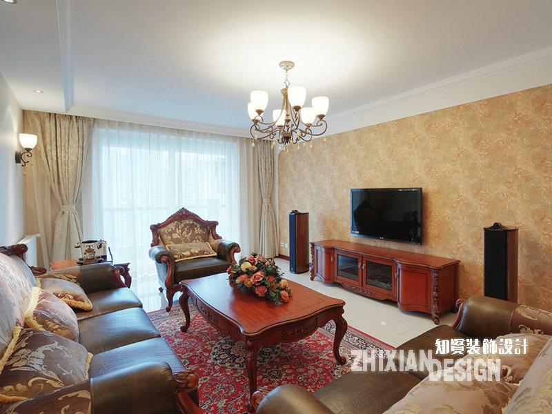 客厅图片来自上海知贤设计小徐在140平古典美式之家 雍容清雅的分享
