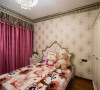 儿童房设计充满童真，垂坠质感的粉红色窗帘甜美温馨，有着韩剧里的唯美感。蒲公英的墙纸象征着纯洁和自由，展现出对青春岁月的美好憧憬。