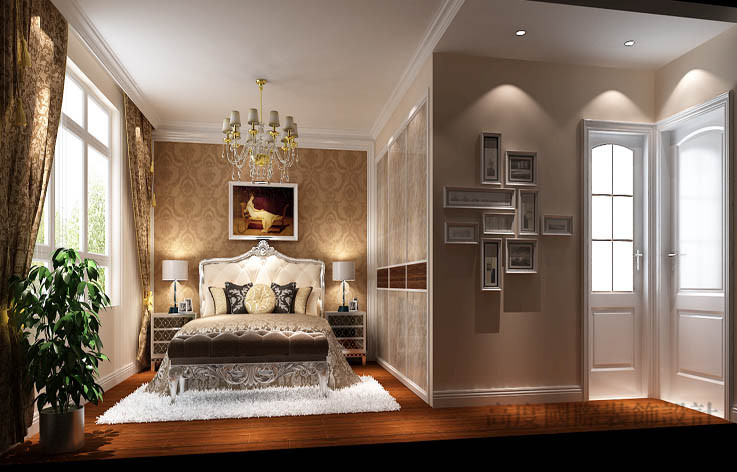 简约 欧式 三居 卧室图片来自高度国际设计装饰在鲁能七号院140㎡三居简欧风格的分享
